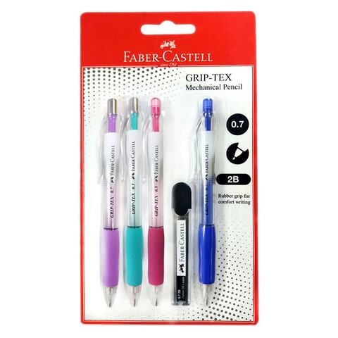 Faber-Castell Grip-Tex Mechanical Pencil 4 PCS with 20 Leads Multicolour 0.7mm