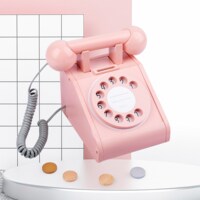 FACTORY PRICE - Gracia Wooden Pink Pretend Telephone with Coins