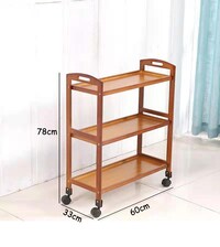 LINGWEI Wooden Food Serving Cart Kitchen Food Serving Trolley Rolling Storage Cart With Wheels Bar Serving Cart Mobile Kitchen Serving Cart Rolling Storage Cart 3-Tier