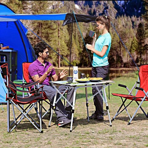 Fold out table store and chairs camping