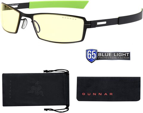 Gunnar Optiks Gaming And Computer Eyewear, Youth Gaming Glasses, Razer Moba, Onyx Frame, Amber Tint, 65% Blue Light Protection Gaming Glasses For Teens &amp; Young Adults