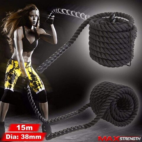 Max Strength Battle Rope Strength Training Undulation Fitness Exercise Strength Rope 15 Meter 38MM