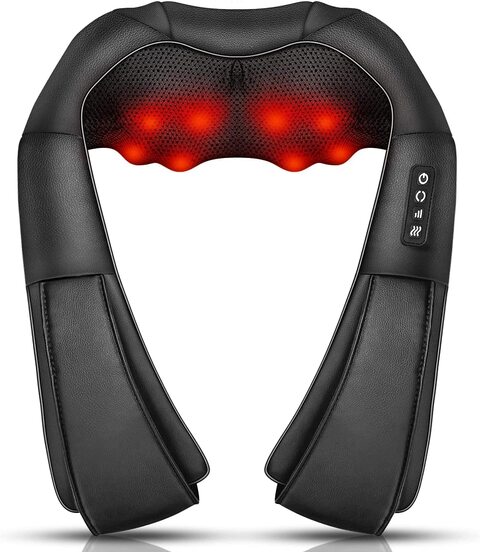 Sky Land Neck And Shoulder Back Massager With Heat, Electric Vibration Deep Tissue 3D Kneading Massage Pillow For Pain Relief On Waist, Leg, Calf, Foot, Arm, Belly, Full Body, Muscles [Em-6124]