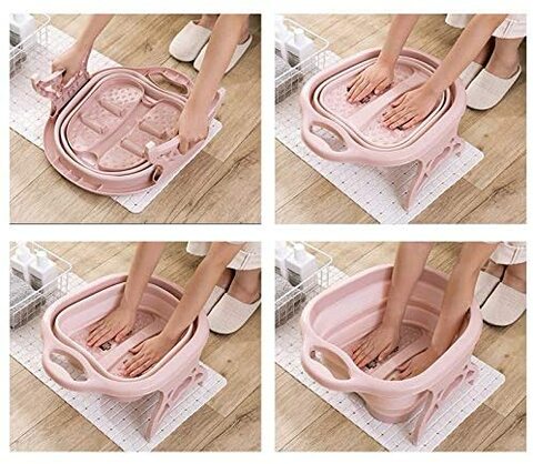 Aiwanto Pink Foot Soak Tub and Foot Massage Basket Bathroom Basket Bucket for Foot Pedicure Massage  Foot Bath Basin