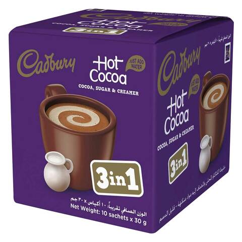 Cadbury 3-In-1 Hot Cocoa Powder 30g Pack of 10