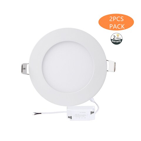 XBW - LED Panel Recessed 2PCS Cool White Lights 6 inch Dimmable,12W Ultra-Thin Round LED Panel Light,5000K Daylight White,960lm,LED Recessed Ceiling Downlight Fixture,220V LED Driver Included