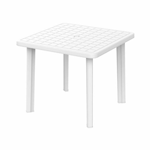 White plastic store coffee table