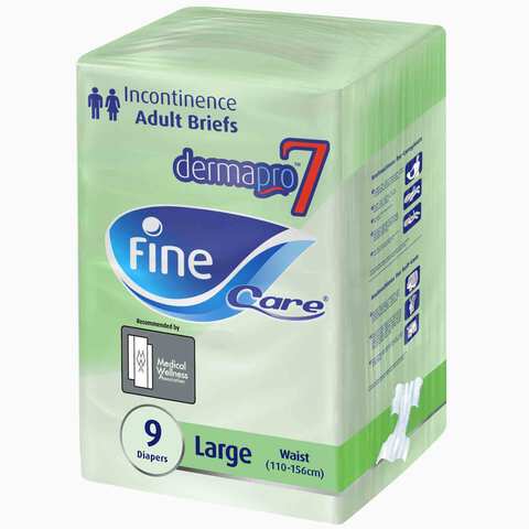 Fine Care Incontinence Adult Briefs Diapers Large Waist 110-156 Cm 9 Diapers