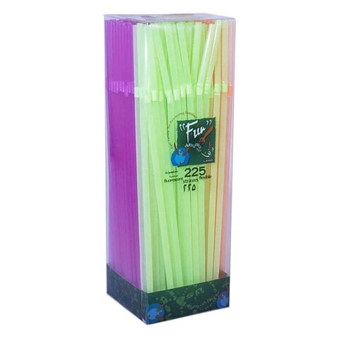 Fun Disposable Flexible Fluorescent Straws Multicolour 23cm 225 PCS