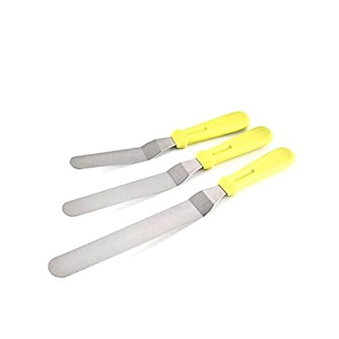 Generic Stainless Steel Butter Spatula Palette Knife Set (Yellow) - 3 Pieces