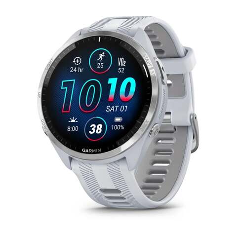 Garmin Forerunner 965 Premium GPS Running And Triathlon Smartwatch, Titanium Bezel With Whitestone Case And Whitestone/Powder Grey Silicone Band, 010-02809-11