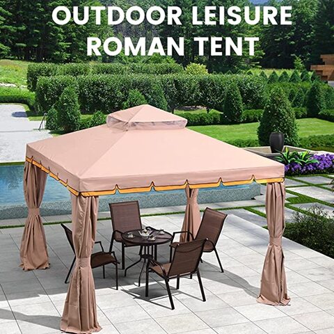 Outdoor steel vented gazebo deals with mosquito netting