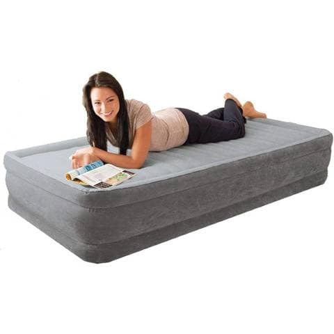 Intex Dura-Beam Comfort Plus Inflatable Mattress With Built-In Electric Pump Grey 99x191x46cm