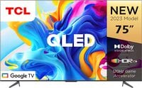 TCL 75 Inch 4K QLED Smart TV, Google TV With Hands-free Voice Control, Dolby Vision Atmos, HDR 10+, Game Master, Wide Colour Gamut, Quantum Dot Technology, 75C645 (2023 Model)