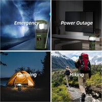 Camping Lantern, Emergency Light,Portable AM FM Radio Waterproof Bluetooth Speaker,Hand Crank Solar 5000mAH Battery Powered,Flashlight Cell Phone Charger,SOS,Outdoor Survival