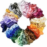 50 Pack Hair Scrunchies BeeVines Satin Silk Scrunchies for Hair Silky Curly Hair Accessories for Women Hair Ties Ropes for Teens Scrunchies Pack Girl&rsquo;s Birthday Gift Thanksgiving Christmas Gift