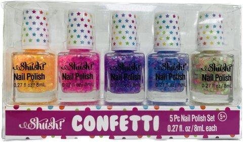Shush - 35026, Confetti Water Nail Polish Assorted - Pack of 5 Nail Polishes - for 5&nbsp;Years+