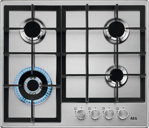Buy AEG Gas Hob Built-In 60cm, 4 Burner, Stainless Steel, HGB64420SM, Made In Italy (1 Year Warranty) Online - Shop Electronics & Appliances on Carrefour UAE