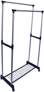 Buy Doreen Double-Pole Telescopic Clothes Hanger, Black in UAE