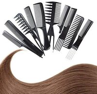 Generic 10Pcs Black Pro Salon Hair Styling Hairdressing Plastic Brush Combs Set