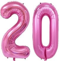 Magjuche - 40Inch Pink Foil 20 Helium Jumbo Digital Number Balloons, 20Th Birthday Decoration For Girls Or Boys,20 Birthday Party Supplies