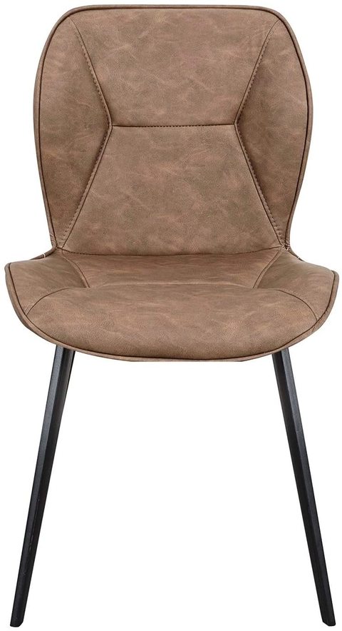 LANNY Vintage Modern Design Dining Chair T1008 Brown PU Faux Leather Seat &amp; Black Metal Base Chair for Dining Room, Living Room, Restaurant and Bedroom