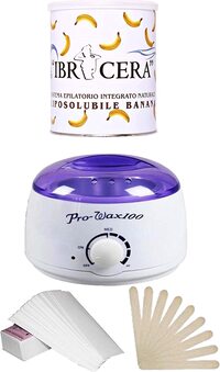Pro- Wax Warmer for Body Hair Removal with 600ml Banana Wax, 100 Pcs Wax Strip and 100 Pcs Wood Spatula