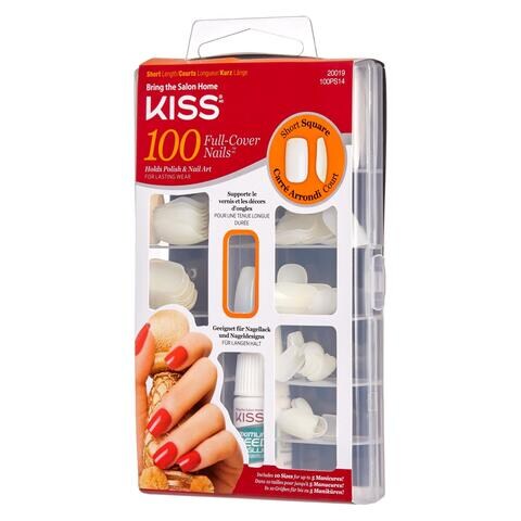 Kiss Full-Cover Short Square Nails S13 White 100 count