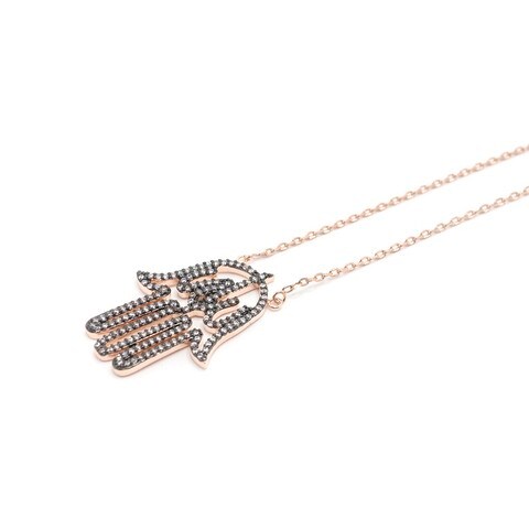 TANOS - Rose Gold Plated Chain Necklace Open Big Fatima Hand W/ Allah