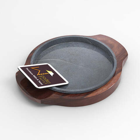 Sizzler Serving Platter With Wooden Base in Premium Sheesham wood