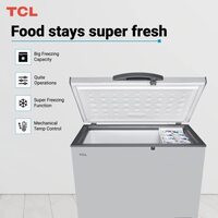 TCL 326 Liters Chest Freezer, Large Deep Freezer With Storage Basket, Mechanical Temperature Control, Front Water Disposal Device, Silver, F326Cfsl