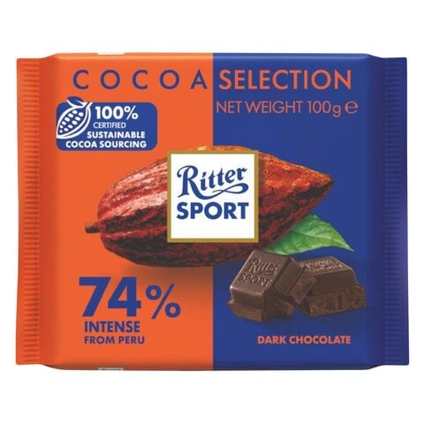 Buy Ritter Sport 74% Cocoa Intense Peru Chocolate 100g in Saudi Arabia