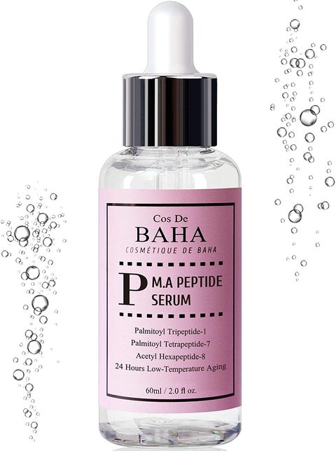Cos De Baha Peptide Complex Facial Serum With Matrixyl 3000 &amp; Argireline For Face/Neck, Anti Aging &amp; Deep Wrinkles, Heals And Repairs Skin, Instantly Ageless For Face, 2 Fl Oz (60ml)