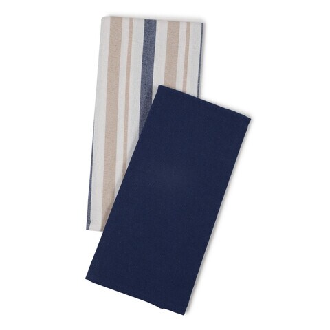 Stripe & Solid Blue Kitchen Towel