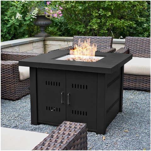 Paradiso Square Gas Fire Pit Brown, Square Gas Fire Pit