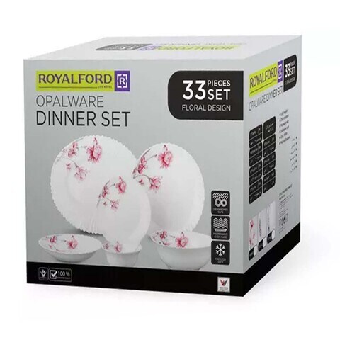 White Ceramic Dinner Sets, Packaging Type: Box, 33 Pcs