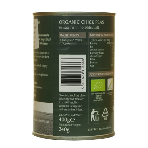 Epicure Organic Chick Peas In Water 400g