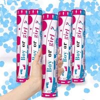 Blue Gender Reveal Confetti Cannon, Party Poppers for Pregnancy Announcement and Baby Girl Gender Reveal Party Supplies [5 Pack]