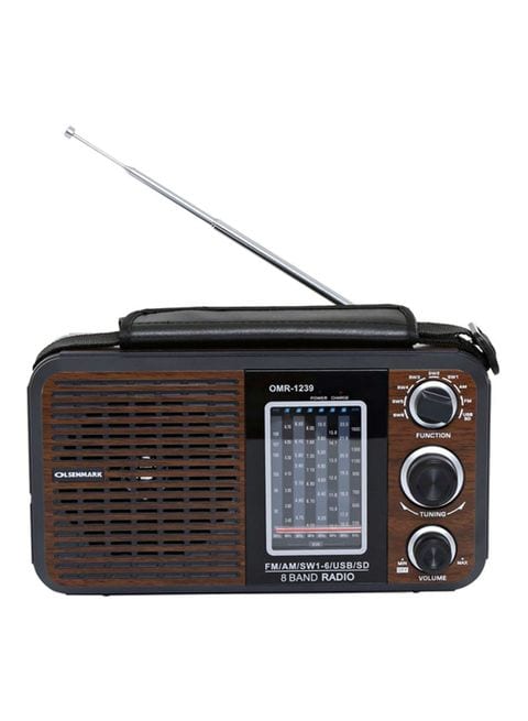 Olsenmark Rechargeable Radio With USB OMR1239 Brown/Black