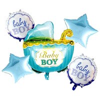 BABY BOY FOIL BALLOON FOR PARTY DECORATION MULTICOLOUR IN DIFFERENT DESIGNS WITH 5 PIECES