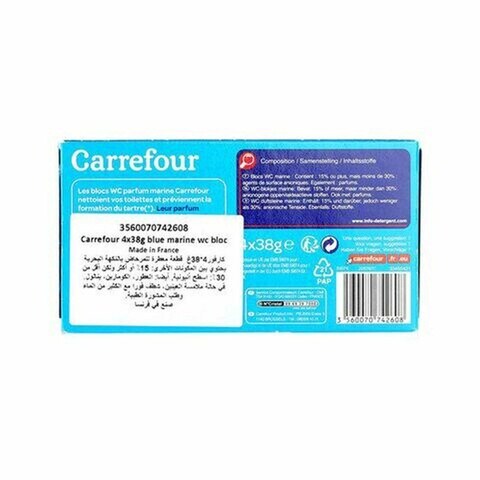 Carrefour 3-In-1 Toilet Rim Block Marine 38g Pack of 4