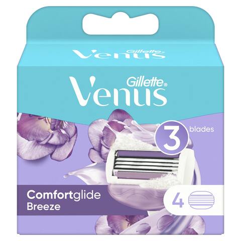 Gillette Venus Comfortglide Breeze Women&#39;s Razor Blade Refills Pink 4 count