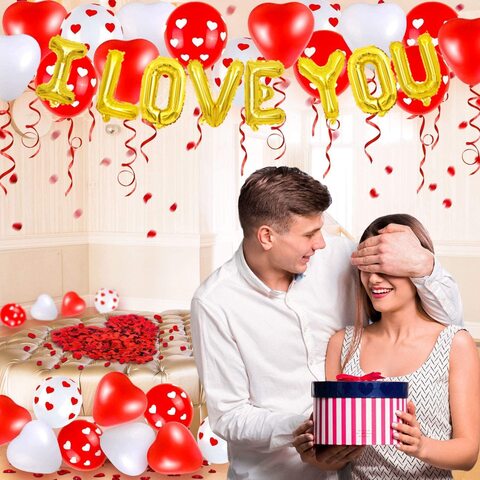 I Love You Balloon Banner, 16 Inch Foil Letter Valentine&rsquo;s Day Balloon Sign for Birthday Party Mother&rsquo;s day Father&rsquo;s day Marriage Proposal Wedding Anniversary Party Decorations &amp; Supplies (Gold)
