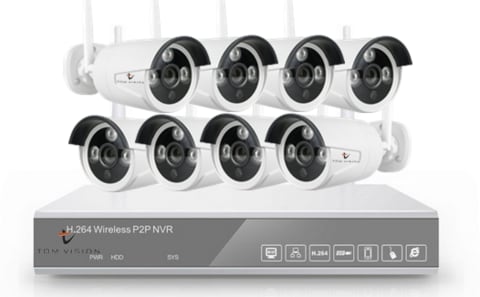 Tomvision - 8Channel P2P CCTV Wireless Security Surveillance KIT with 8CH WIFI NVR 8PCS Outdoor Waterproof IPC Full HD 1080P Camera IR Night Vision complete Kit
