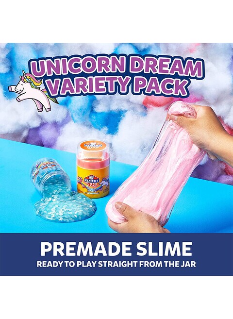 Elmer&rsquo;s Gue Premade Slime Unicorn Dream Slime Kit Pack of 3