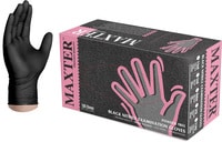 MAXTER Black Nitrile Gloves - Medical Exam, Powder Free, Work, Lab, Safety &amp; Security Equipment, Disposable Gloves - 100 pcs per box, 3.2 Mil (3.6g) Small (S)