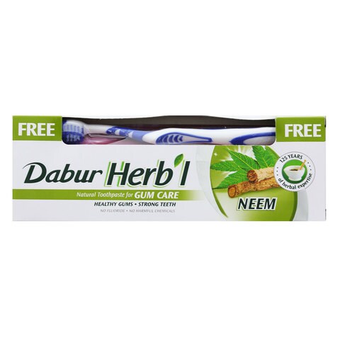 Dabur Herb&#39;L Toothpaste Gum Care Neem 150 Gram + Toothbrush