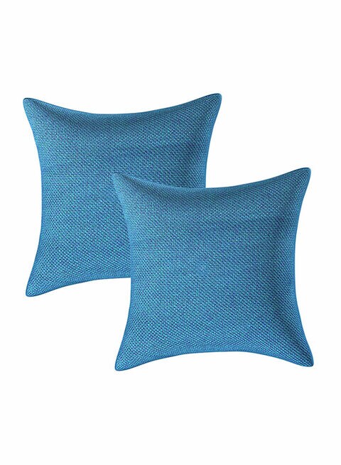 Generic 2-Piece Self Design Jute Cushion Cover Set Blue 40 X 40cm