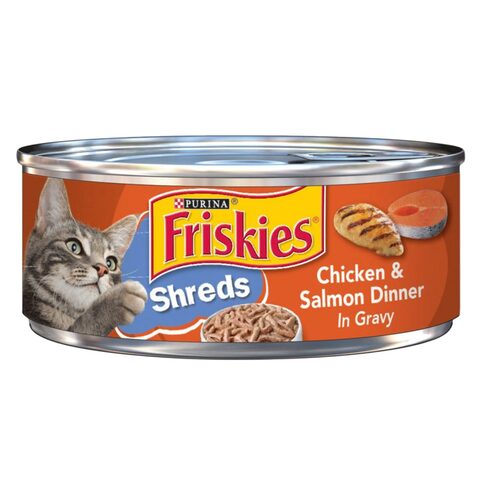 Purina Friskies Shreds Chicken And Salmon Dinner In Gravy Cat Food 156g
