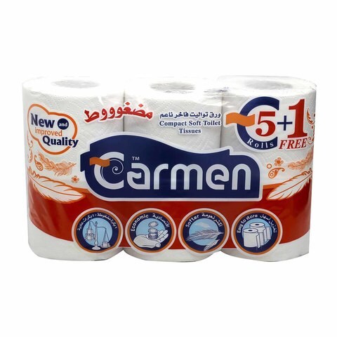 Buy Carmen Compressed Toilet Roll - 5+1 Rolls in Egypt